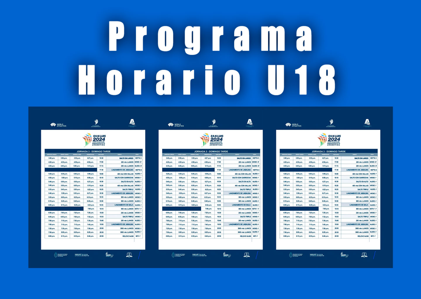 imagen destacada de la noticia de programa horario sudamericano u18 de atletismo