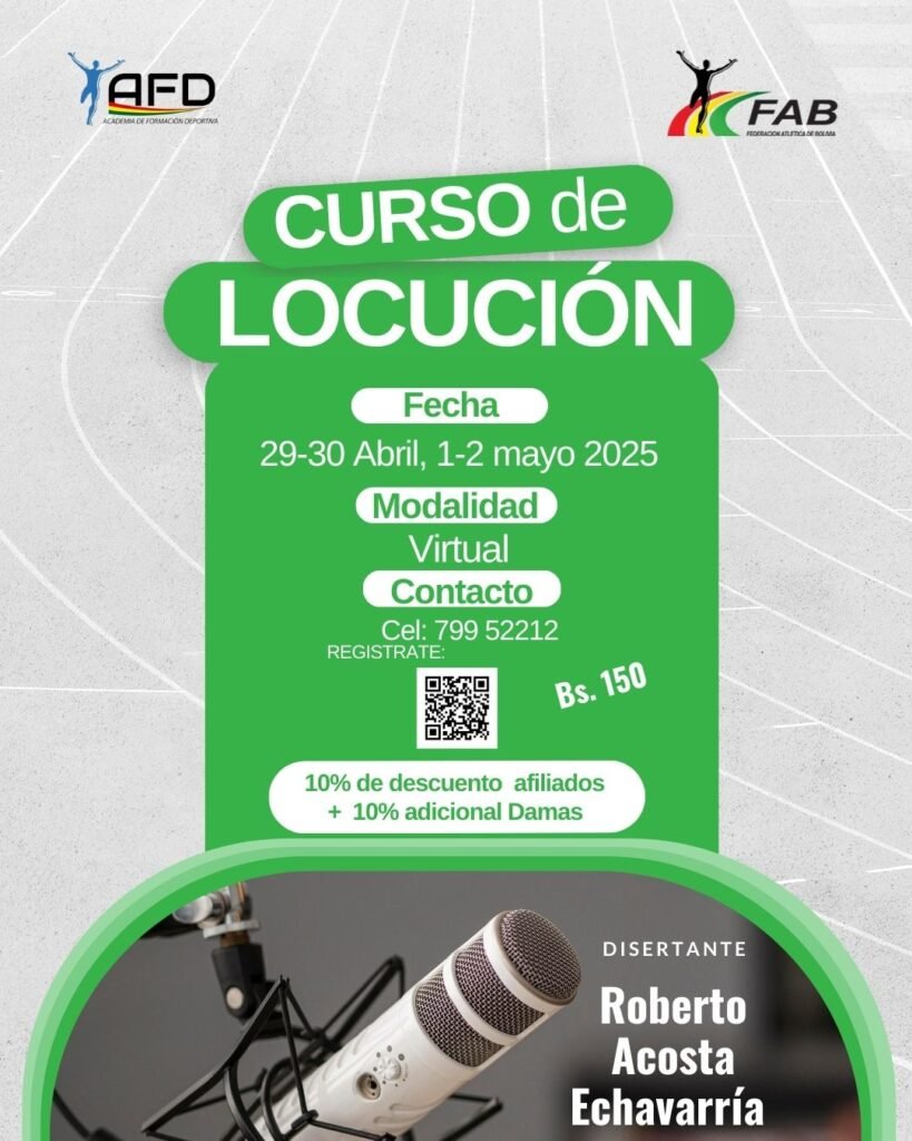 Bolivia lanza curso inédito de locución en atletismo 1 Bolivia lanza curso inédito de locución en atletismo