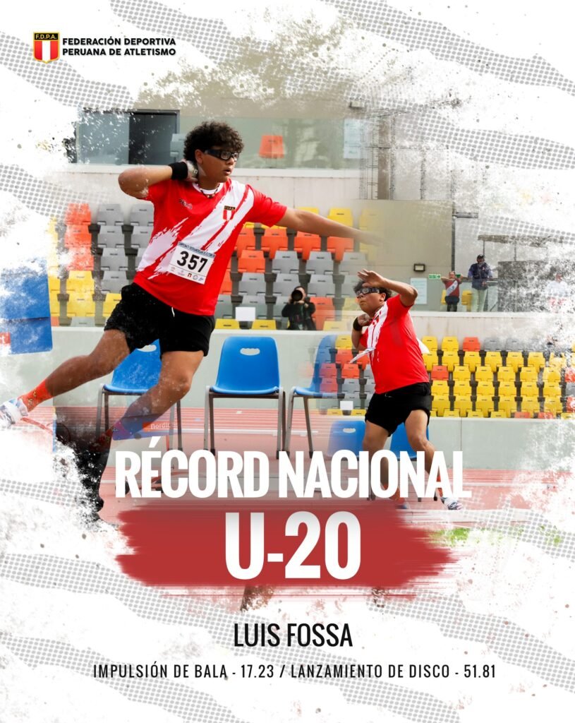 Luis Fossa rompe récords nacionales U20 en impulso de bala y disco 1 Luis Fossa rompe récords nacionales U20 en impulso de bala y disco