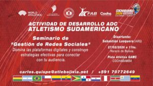Atletismo Sudamericano dictará seminario de redes antes del Indoor