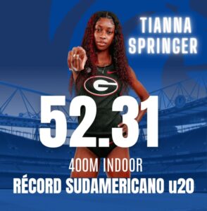 Tianna Springer impone récord sudamericano U20 en 400 metros indoor con 52.31