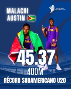 Malachi Austin récord sudamericano U20 400 metros