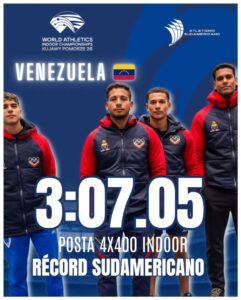 Venezuela récord sudamericano posta 4x400 indoor