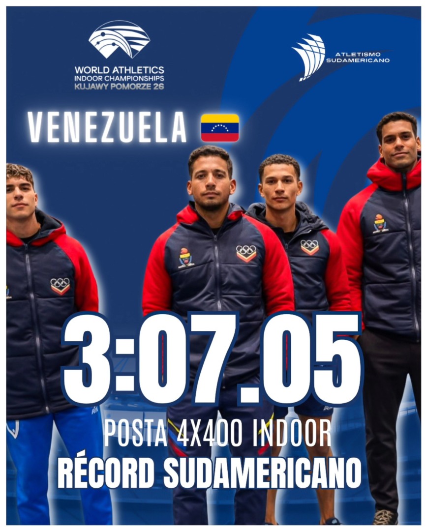 Venezuela récord sudamericano posta 4x400 indoor